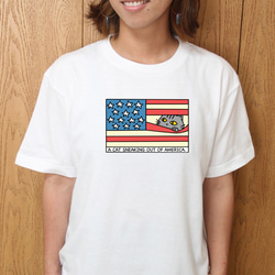 ネコ Ｔシャツ アメリカ国旗からチラッとのぞくネコのTシャツ 3枚目の画像