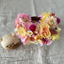 フラワーギフト プリザーブドフラワー ドライフラワー 羊毛フェルトくまちゃんとお花のギフト 6枚目の画像
