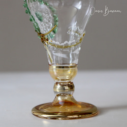 GOLD［Mサイズ］エジプトガラス香水瓶 パフュームボトル アロマオイル イエロー 5枚目の画像