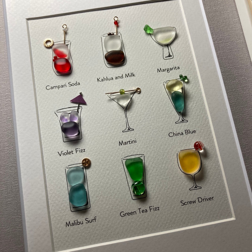 シーグラスアート『 Christmas Cocktail.。.:*☆』 もみの木・シーグラスアート・クリスマス飾り その他置物 青い