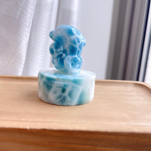 天然無処理　ラリマー  イルカand海　置物 天然無処理 ラリマー 手彫りイルカちゃん 天然石 天然石屋 通販