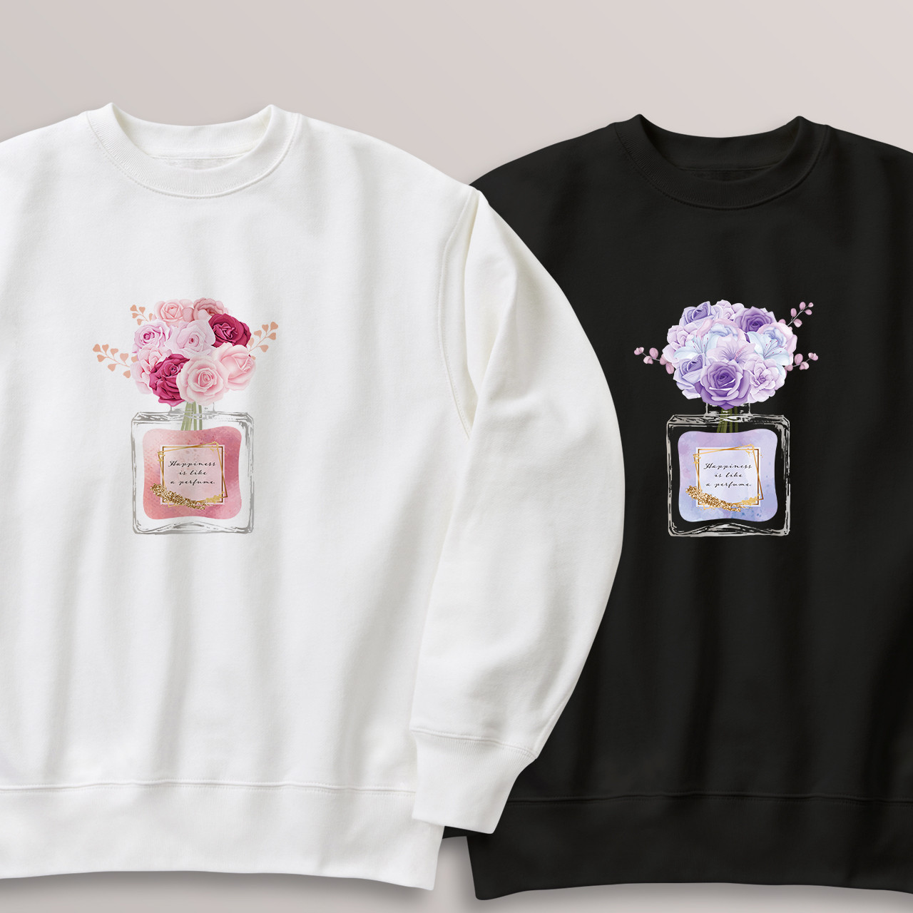 送料無料 花と香水の定番ライトトレーナー・スウェット 100〜2XL 大きいサイズ・小さいサイズ