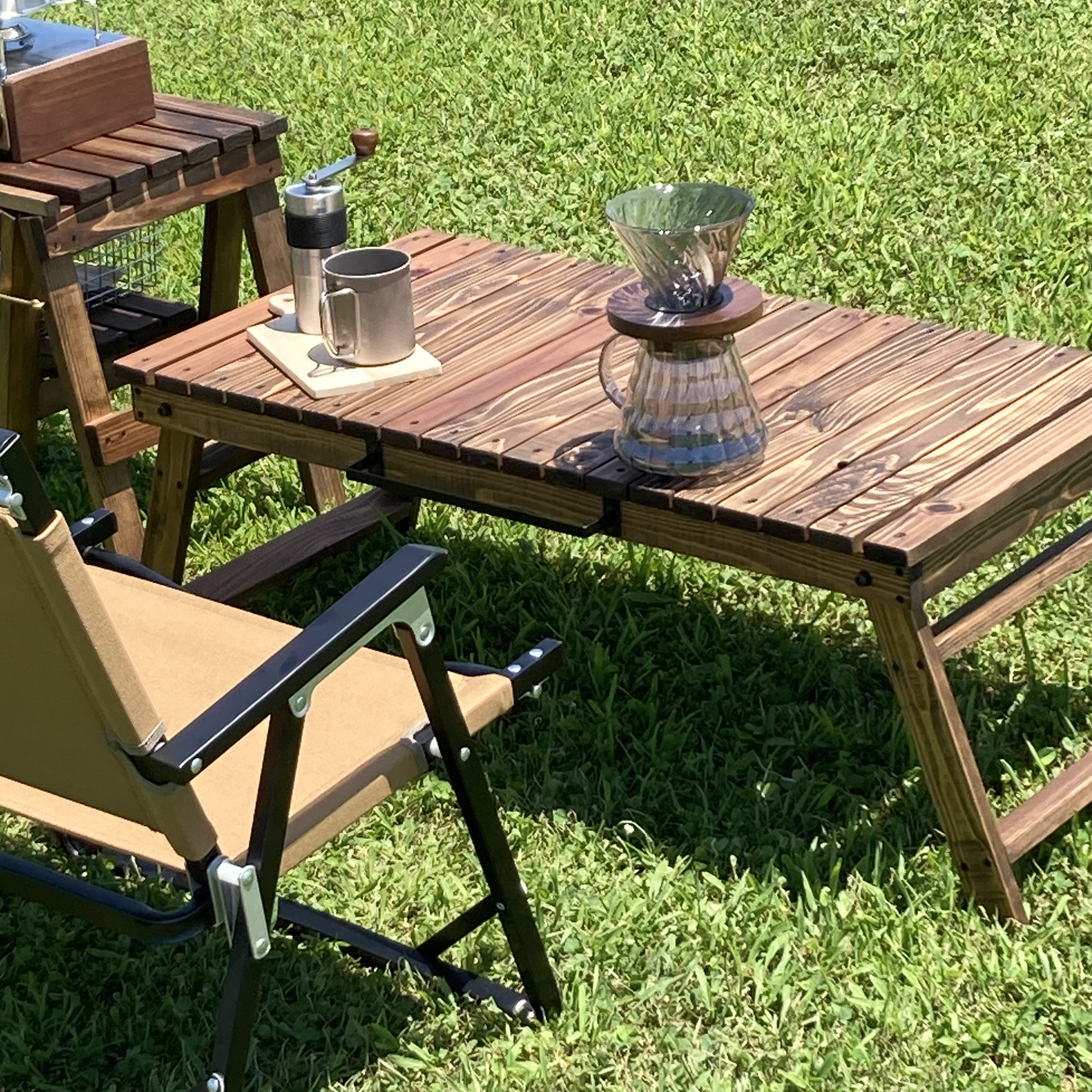 キャンプ好きの声から生まれた木製テーブル＊あなただけのキャンプ