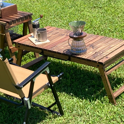 ◇一点物◇キャンプテーブル[綺麗なヘリンボーン天板＊折りたたみ可能