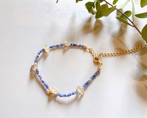 天然石とビーズのブレスレット ブルー ブレスレット yunoki 通販