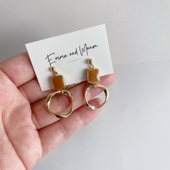 金属アレルギー対応　シンプル　オレンジブラウン　サージカルステンレス　大人カジュアル 3枚目の画像