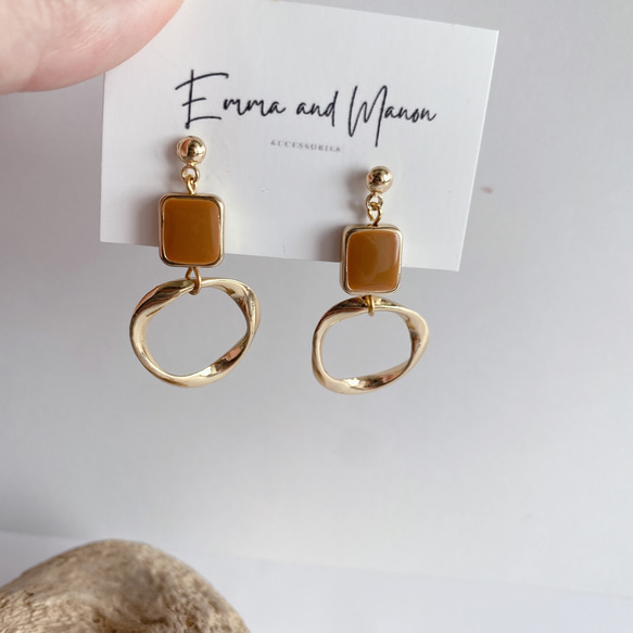 金属アレルギー対応　シンプル　オレンジブラウン　サージカルステンレス　大人カジュアル 4枚目の画像