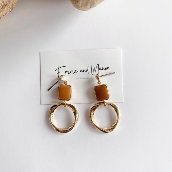 金属アレルギー対応　シンプル　オレンジブラウン　サージカルステンレス　大人カジュアル 6枚目の画像