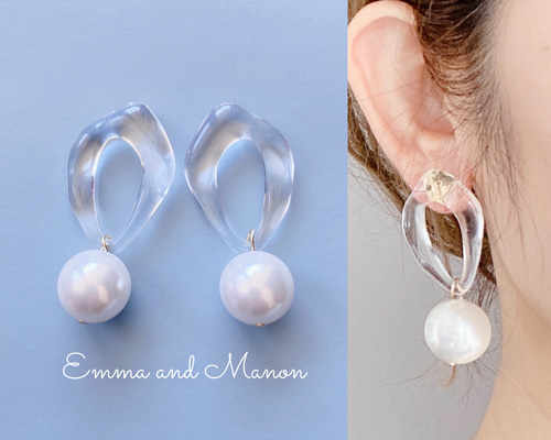大ぶりピアス♥︎ポストピアス　ゴールド　ハンドメイドピアス a04917-8.jpg