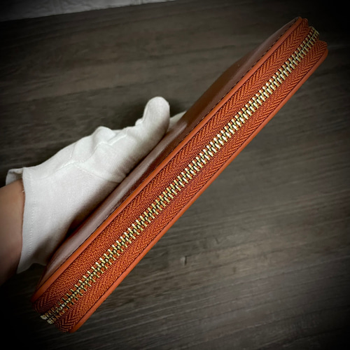 牛革 本革 ハンドメイド ラウンドファスナー 大容量 高級オイルレザー ブラウン オイルレザー ラウンドファスナー 長財布 牛革 本革 メンズ財布