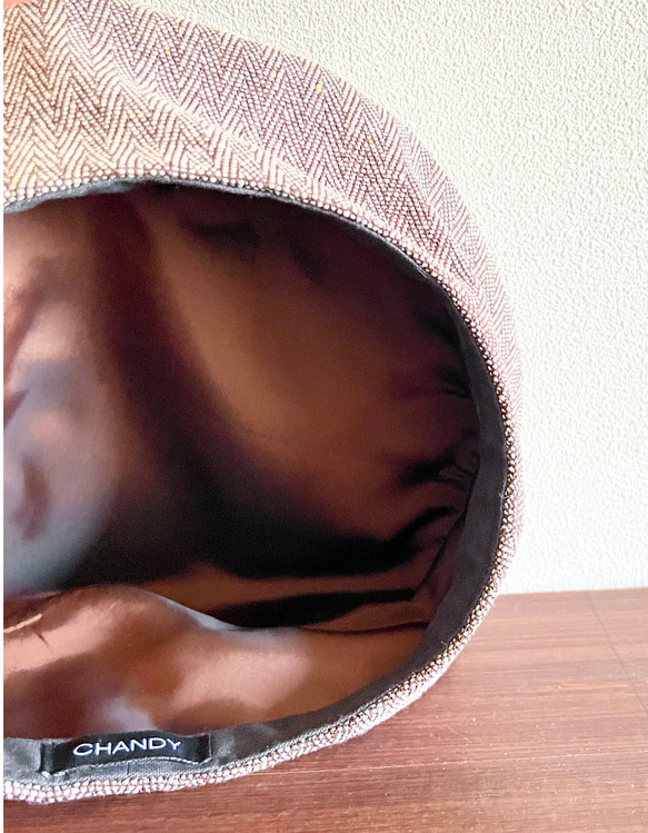新作‼️ カタチにこだわるベレー帽　ブラウンヘリンボーン 11枚目の画像