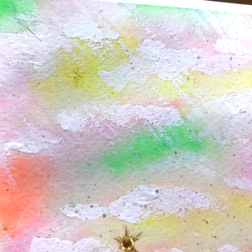 値下げ★水彩 抽象画 虹色の絵 幾何学図形 アブストラクト 水彩 抽象画 虹色の絵 幾何学図形 アブストラクト