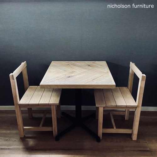 12/21までの出品　古材　ヘリンボーンデザイン木製テーブル 東谷 ローテーブル 幅100cm 木製 天然木 古材 正方形