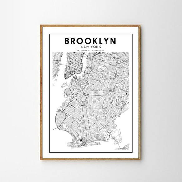 BROOKLYN NY ブルックリン MAP マップ ポスター 1枚目の画像