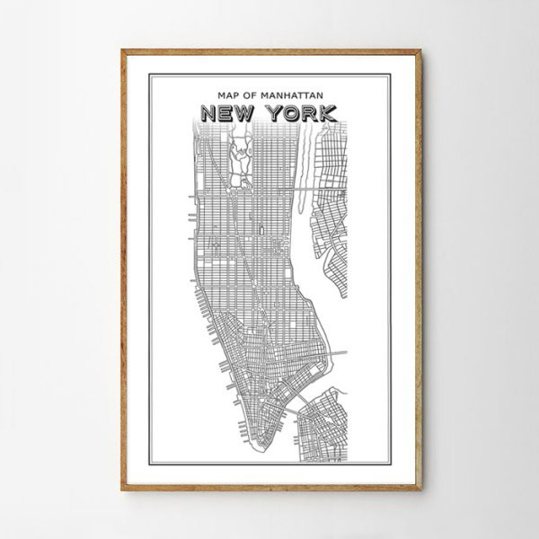 NEW YORK ニューヨーク マンハッタン Map 地図 ポスター 写真