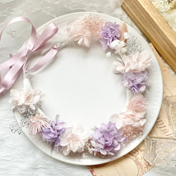【送料無料】ベビー　キッズ　花冠　~pinkpurplesilve~  花かんむり　はなかんむり　結婚式　子供用　誕生日 2枚目の画像