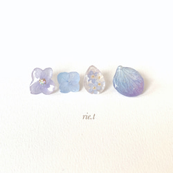 【rie.t】本物の紫陽花 アソート　ピアス／イヤリング 1枚目の画像