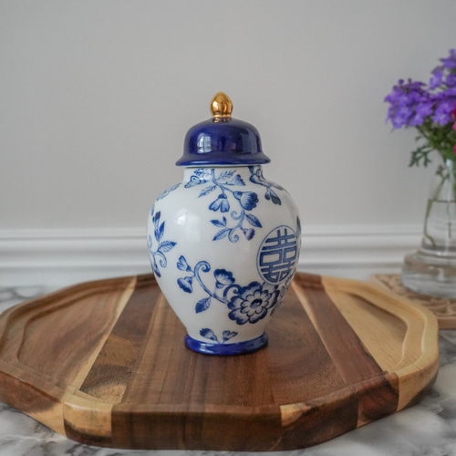 シノワズリビンテージ染付鱼藻紋飾り大壷花瓶甕