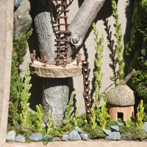 本の中のツリーハウス】ミニチュアオブジェ/ドライフラワー ドライ