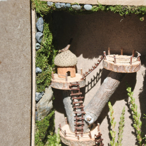 本の中のツリーハウス】ミニチュアオブジェ/ドライフラワー ドライ