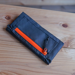ブラック×オレンジ・ぺたんこロングウォレット/超軽量で薄い長財布・ミニ財布でバッグがスッキリ！・slowhike 3枚目の画像