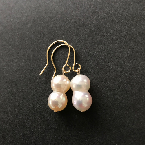 国産双子あこや真珠♚ピアス/ノンホールピアス ピアス（フック