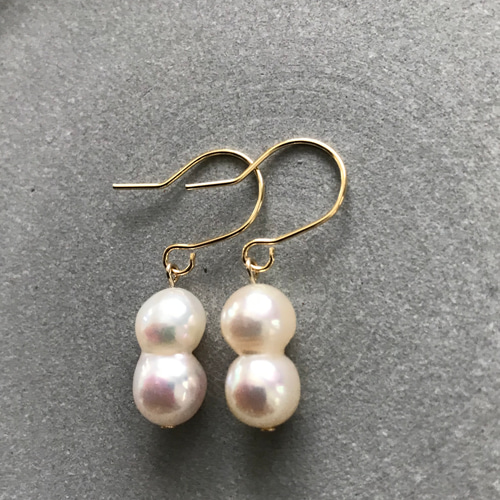 国産双子あこや真珠♚ピアス/ノンホールピアス ピアス（フック
