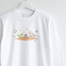 手描き舞桜柄長袖Tシャツ Mサイズ ネイビー  袖リブ付き ロンT サクラ 花柄 舞桜柄Tシャツ ホワイト 手描き長袖Tシャツ 袖リブ付き ロンT 花柄 T