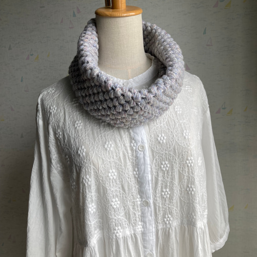 玉編み模様のネックウォーマー ネックウォーマー mint 通販 14543201