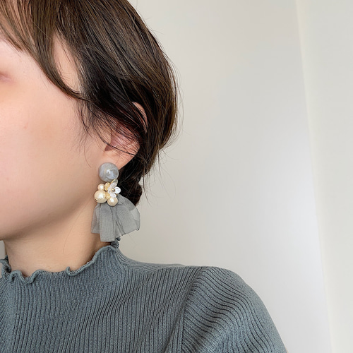 vintage】Rebecca シルバーカラー ピアス ハート フックもハート