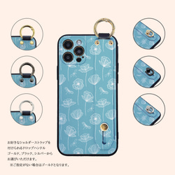 ボタニカルフラワー ブルー系 ron01-120 スマホショルダー ベルト付きTPUケース 2枚目の画像