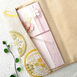 受注製作》艶やか フラットポーチ(かぶせタイプ) タッセル付き 七宝