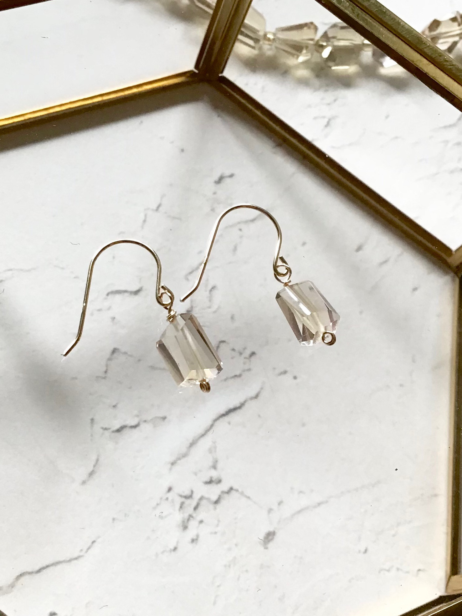 Creema限定　k10 非加熱シトリンの耳飾り