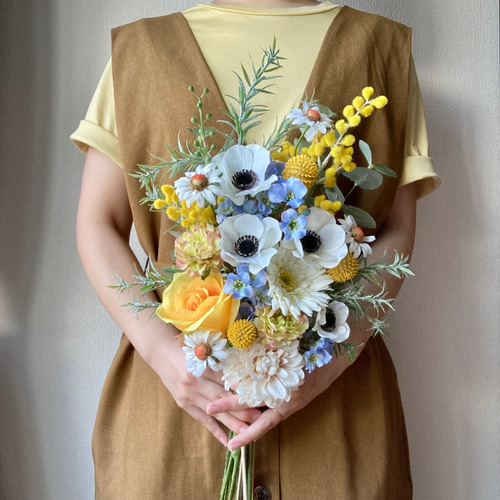 アーティフィシャルフラワーブーケアネモネナチュラル