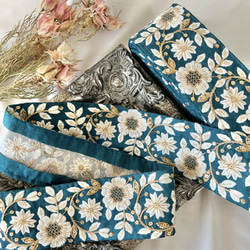 50cm  インド刺繍リボン  シルク  草花柄  #ms6 9枚目の画像