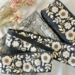 50cm  インド刺繍リボン  シルク  草花柄  #ms6 10枚目の画像