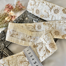 50cm  インド刺繍リボン  シルク  草花柄  #ms6 11枚目の画像