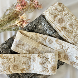 50cm  インド刺繍リボン  シルク  草花柄  #ms6 3枚目の画像