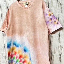 タイダイ染め Tシャツ　Lサイズ　曼荼羅　薄桜色　Hippies Dye HD17-11 2枚目の画像