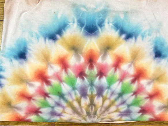 タイダイ染め Tシャツ　Lサイズ　曼荼羅　薄桜色　Hippies Dye HD17-11 3枚目の画像