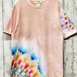 タイダイ染め Tシャツ　Lサイズ　曼荼羅　薄桜色　Hippies Dye HD17-11 1枚目の画像