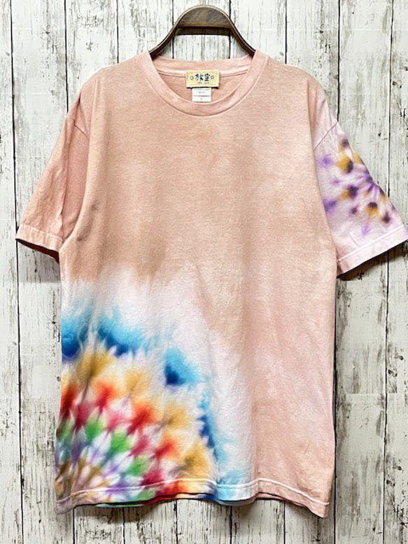 タイダイ染め Tシャツ　Lサイズ　曼荼羅　薄桜色　Hippies Dye HD17-11 1枚目の画像