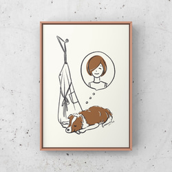 ボーダーコリー【留守番】A4ポスター　犬　ペット　イラスト　うちの子 2枚目の画像