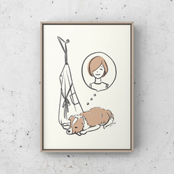 ボーダーコリー【留守番】A4ポスター　犬　ペット　イラスト　うちの子 3枚目の画像