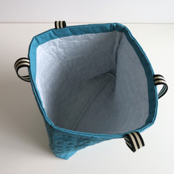 くまステッチ【日本製11号帆布】のお布団バッグ～青系 6枚目の画像