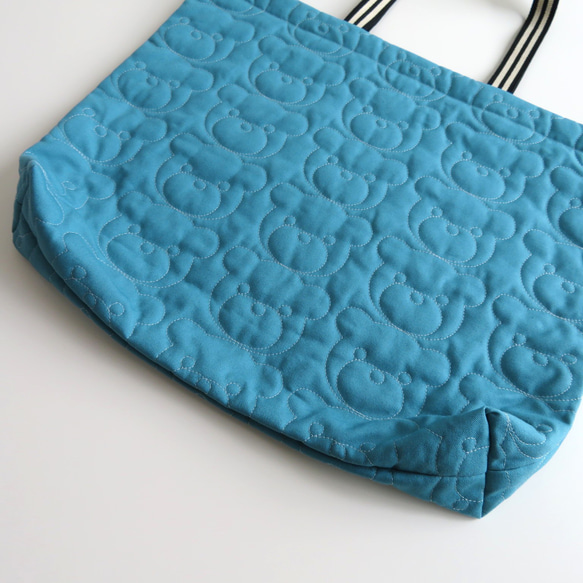 くまステッチ【日本製11号帆布】のお布団バッグ～青系 10枚目の画像