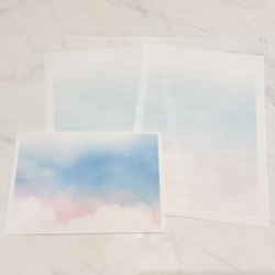 ①【淡い空】　レターセット　紙もの　便箋　かわいい　ピンク　ブルー 2枚目の画像