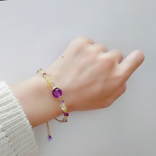 超美品】 アメトリン アメジスト シトリン ブレスレット 天然石