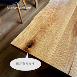 カフェテーブル４人掛け　ダイニングテーブル   天然木オーク  木製一本脚　 ［ 定番品・受注生産 ］ 6枚目の画像