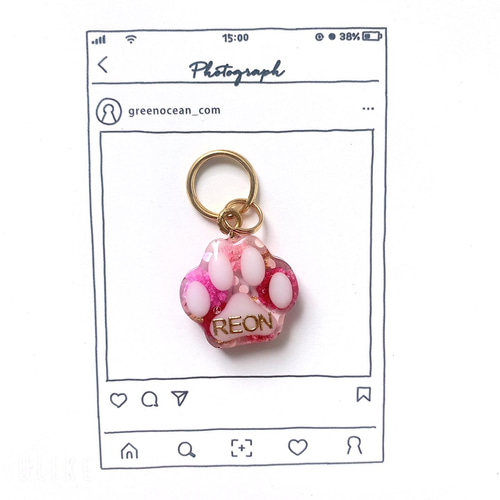 わんちゃん ネコちゃん ペットネームプレート 肉球 名入れ レジン